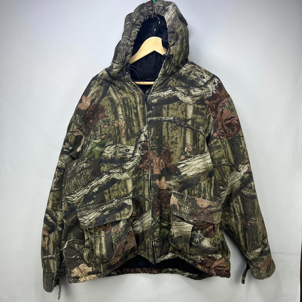 Vintage Tree Camo Mossy Oak Zip Up Jacket Hoodie Hooded XL